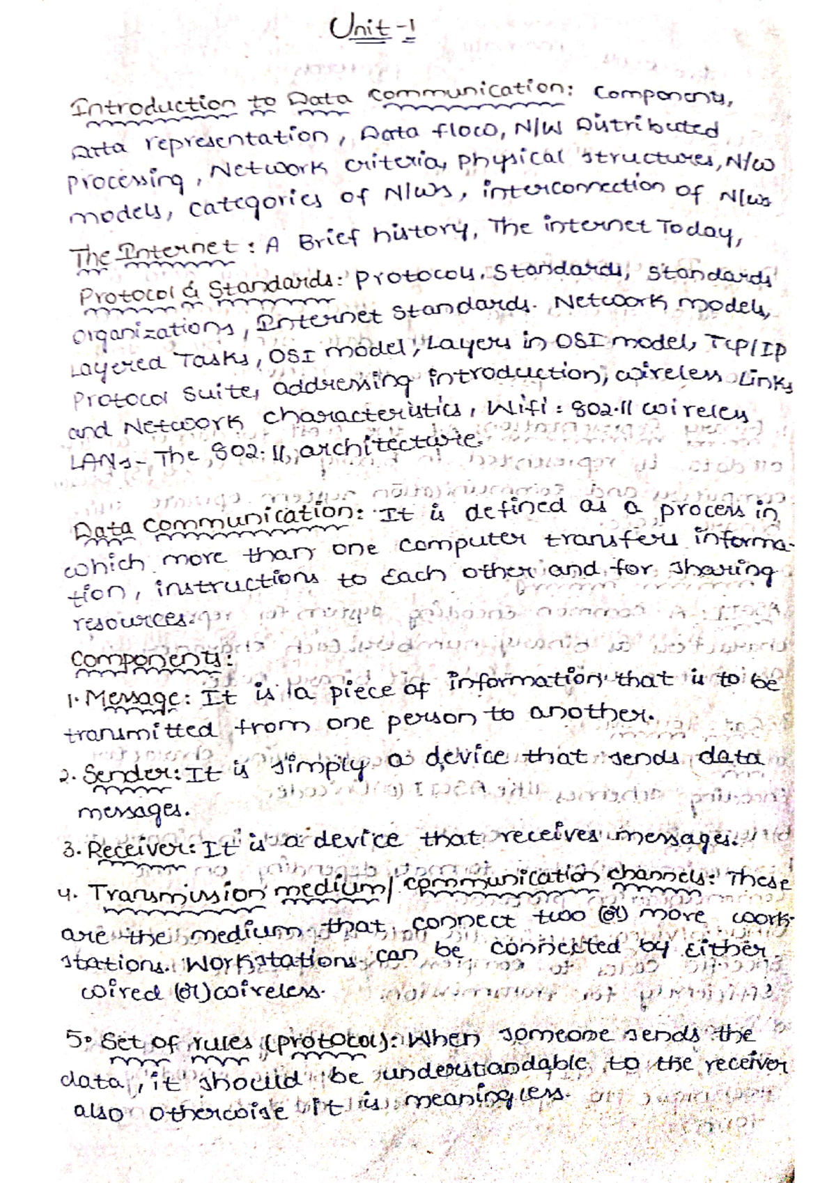 Data Communication Overview: Concepts and Protocols (Unit 1) - Studocu