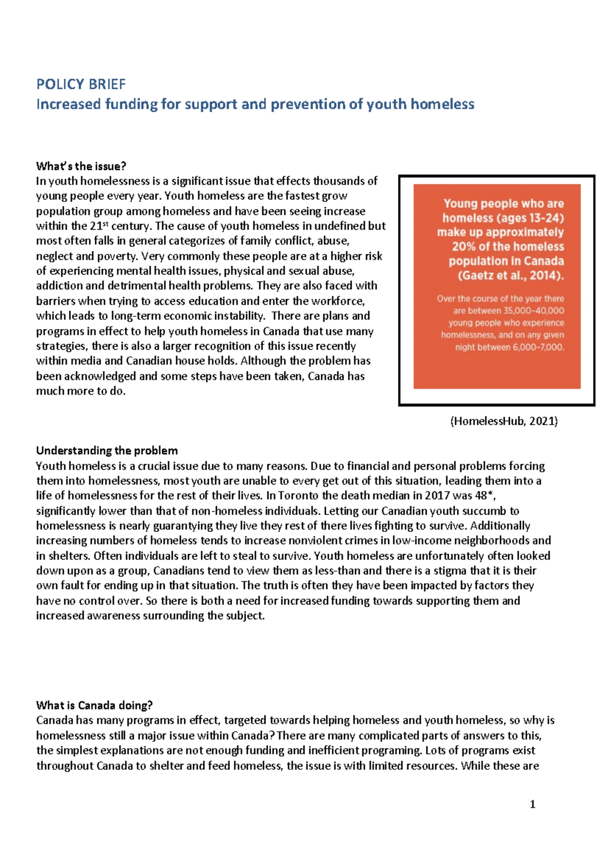 ECON 1100 Final Exam: Housing Crisis Policy Brief