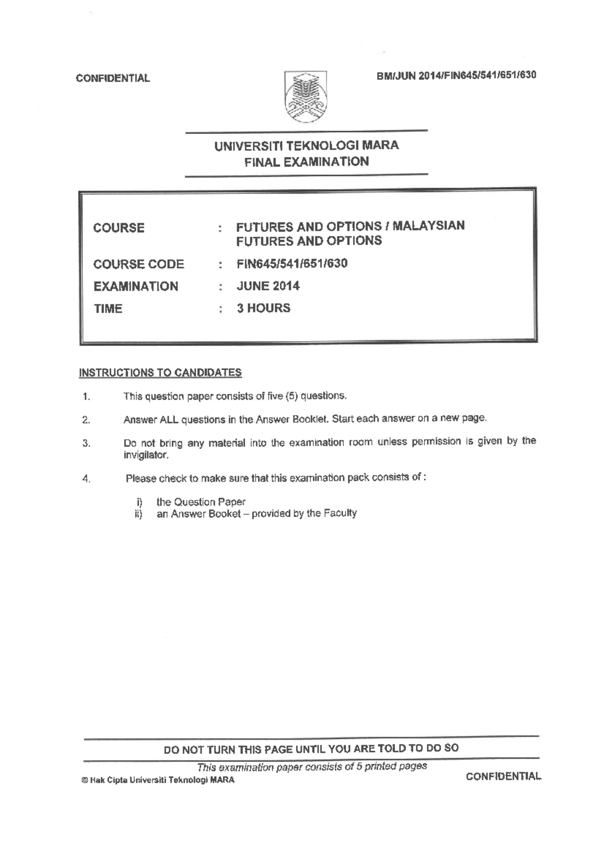 FIN645 JUNE 2014 - Futures and Options Final Exam Questions - Studocu