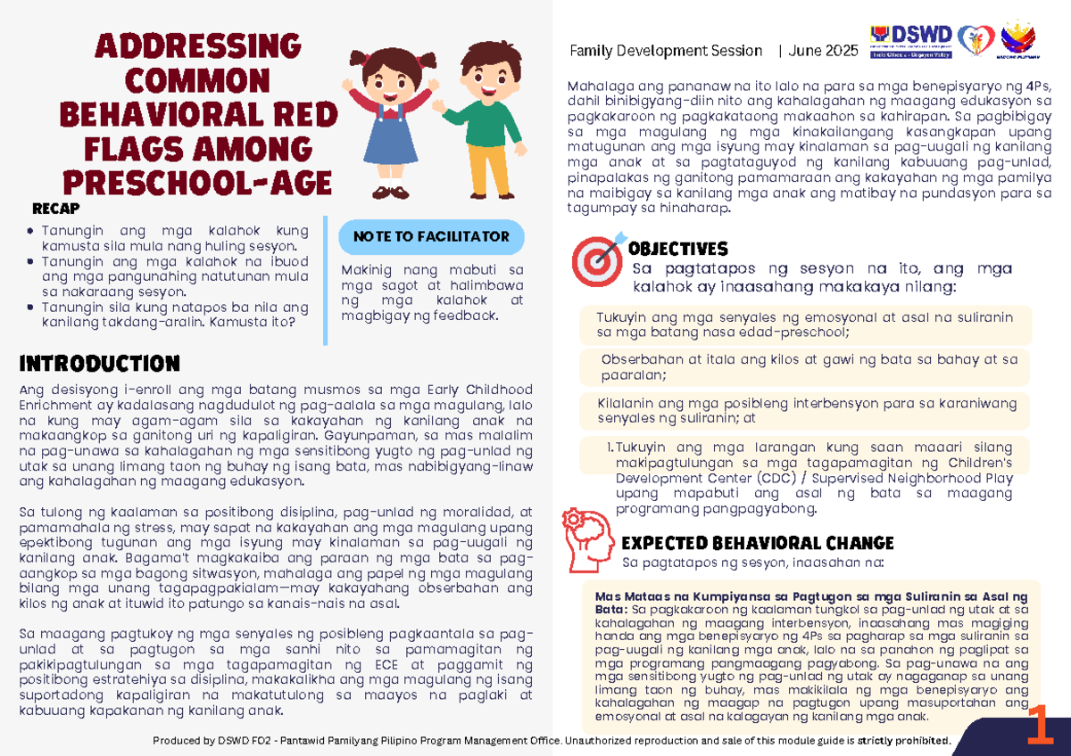 Family Development Session I: Addressing Behavioral Red Flags (FDS 2025 ...