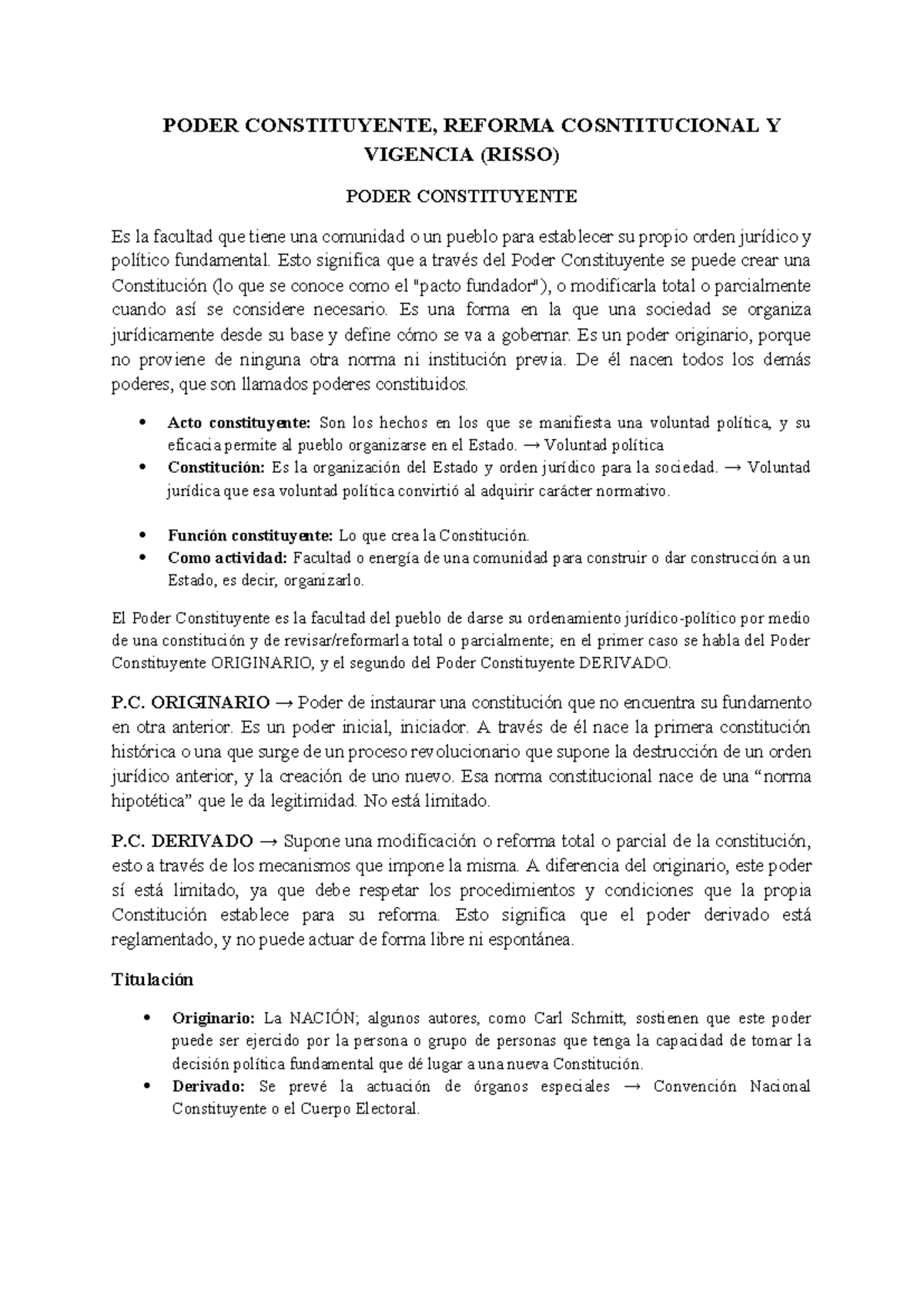 Poder Constituyente y Reforma Constitucional (RISSO) - Studocu