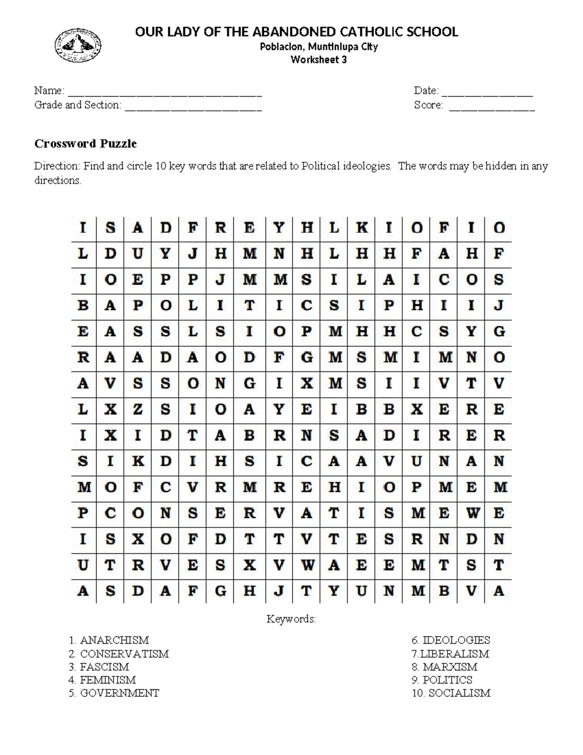 PPG Worksheet 3 - Name: __________________________________ Date ...