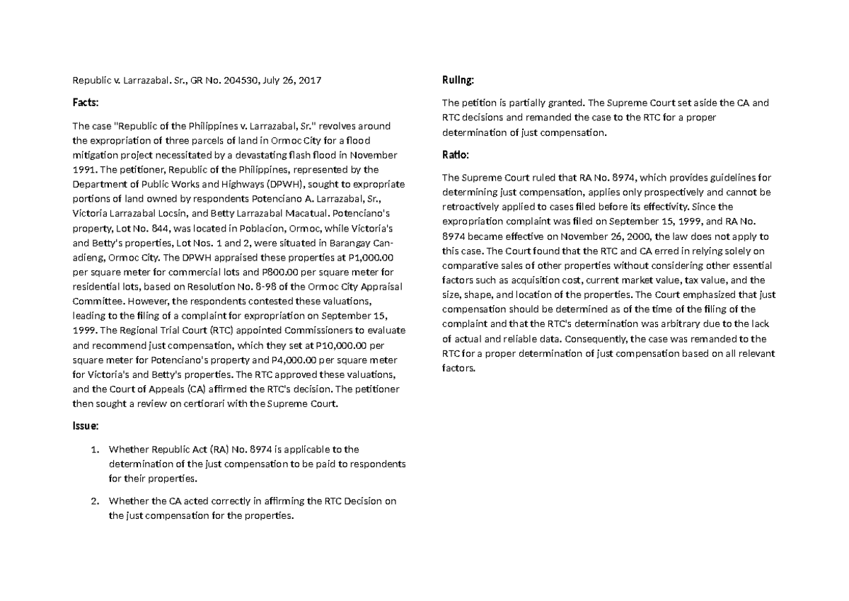 Rule 67 Case Summaries: Notable Expropriation Decisions in the ...