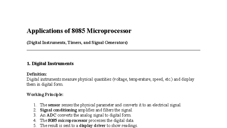 Applications of 8085 Microprocessor: Digital Instruments & Timers - Studocu