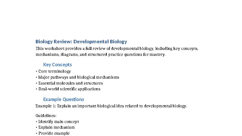 Biology 222 Final Exam Review: Developmental Biology Concepts - Studocu