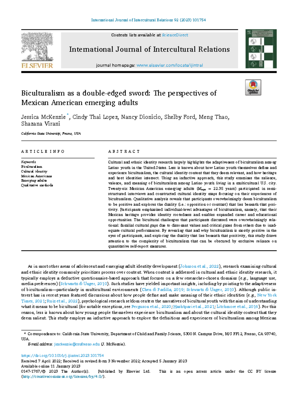 Biculturalism as a complex experience: Perspectives from Mexican ...