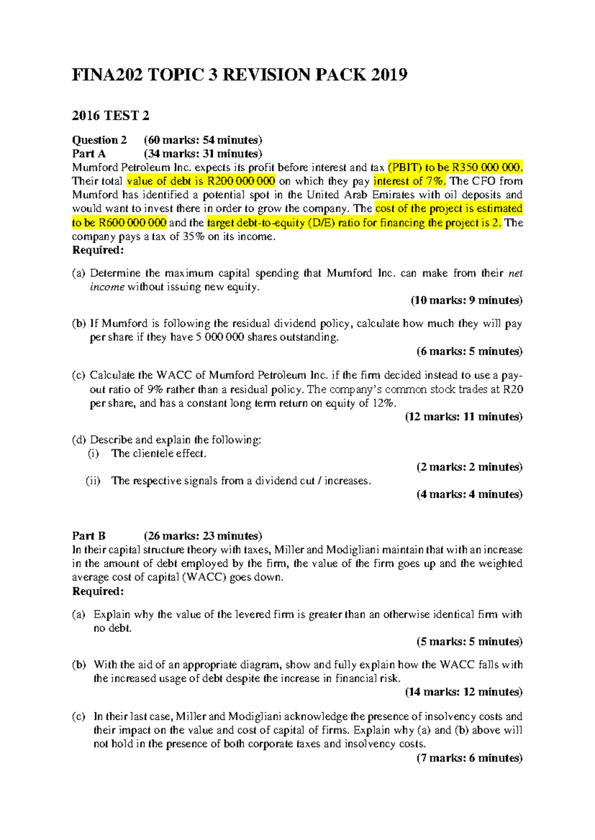 FINA202 Tutorial 1.3 Suggested Solutions for Homework Questions - Studocu