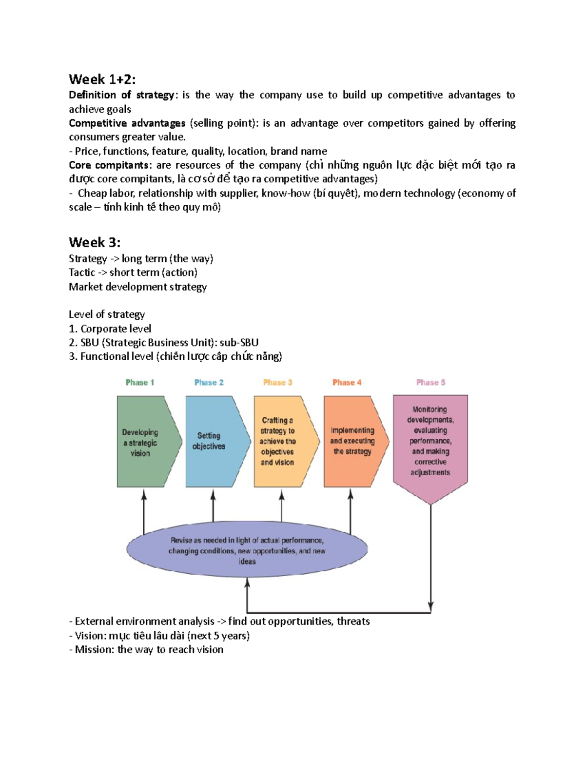 Business Strategy - Week 1+2: Definition of strategy: is the way the ...