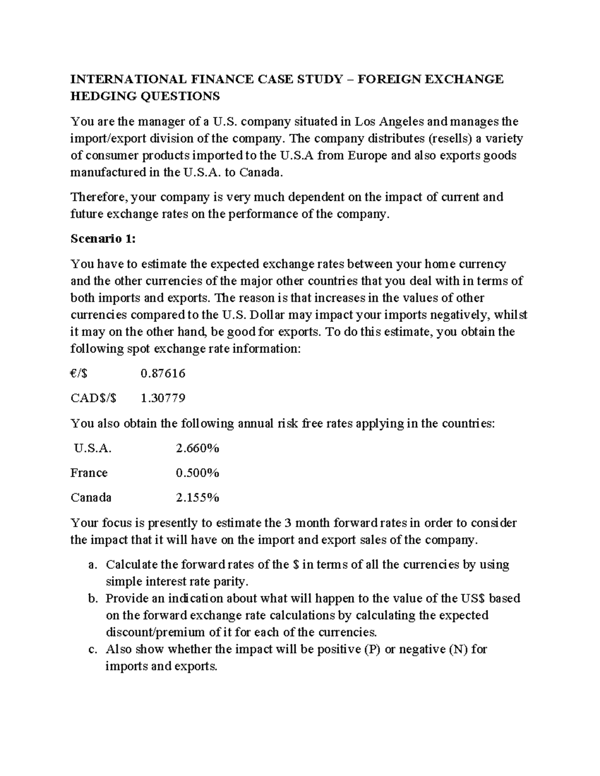 International Finance Case Study: FX Hedging Strategies Analysis - Studocu