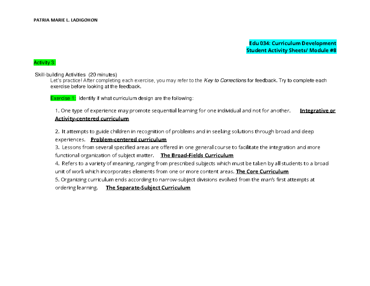 Module SET 2 EDU 034 - Education materials - Edu 034: Curriculum ...