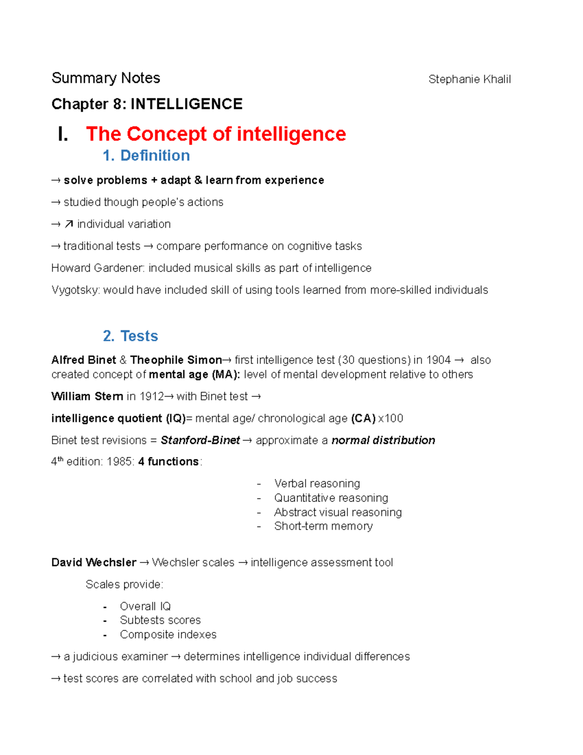 Chapter 8 - Intelligence and Child Development Insights - Studocu