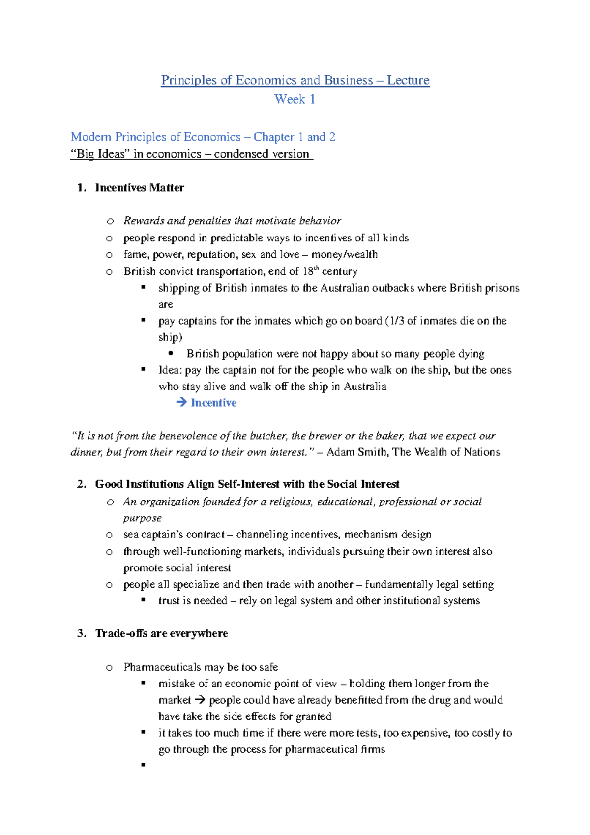 ECO 101 - Principles of Economics Lecture Summary: Key Concepts ...