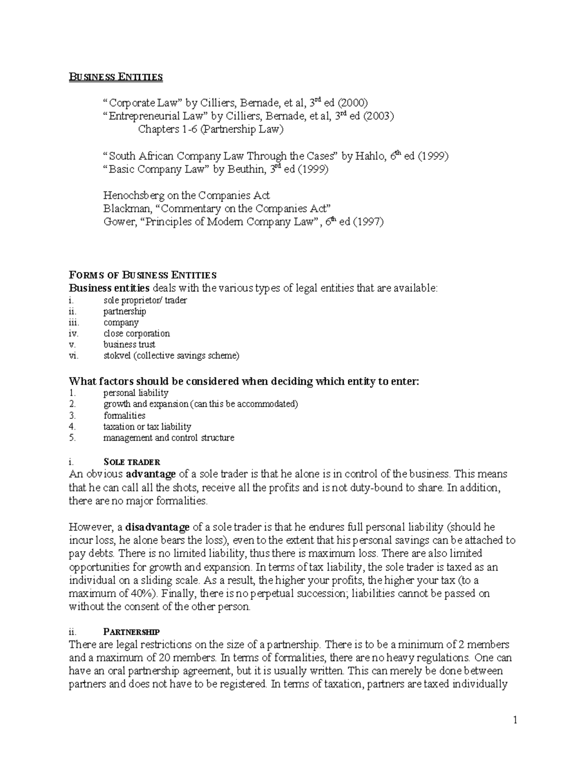 BUSINESS ENTITIES: A Comprehensive Overview of Partnership Law and ...