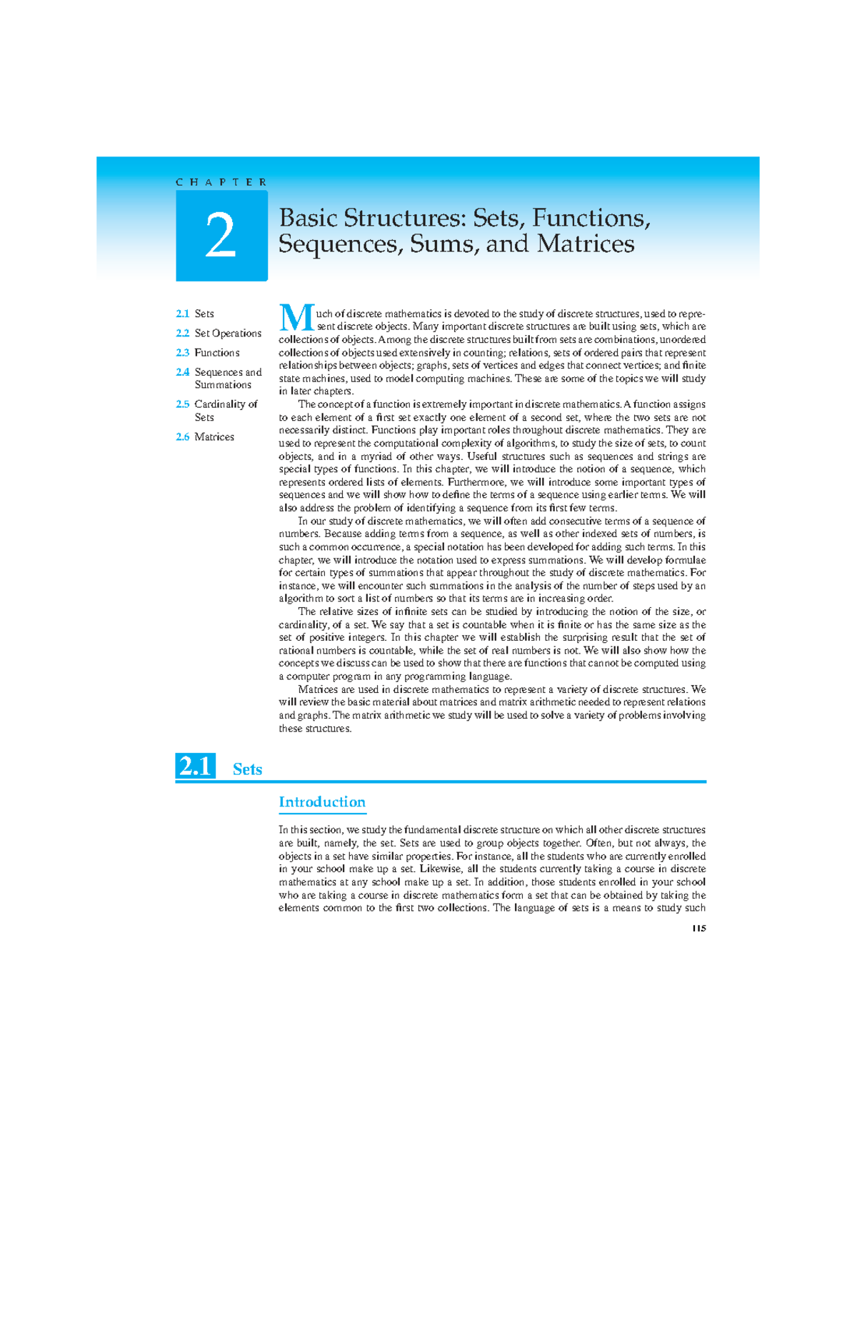 P1: Discrete Mathematics - Chapter 2.1: Sets, Functions, and Matrices ...