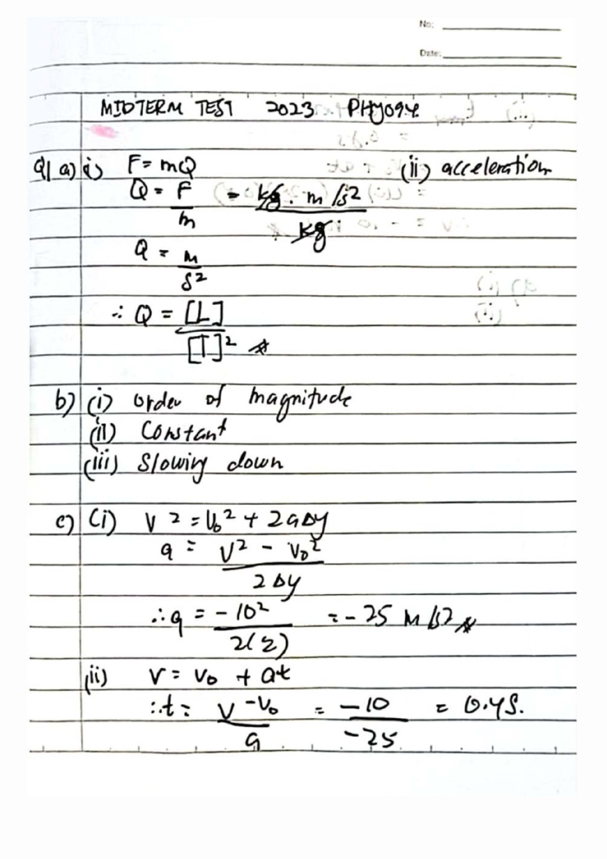 PHY094 Midterm Test 2023 - Exam Questions and Solutions - Studocu