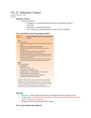 Infection Control - Study Notes & Assignments - Studocu