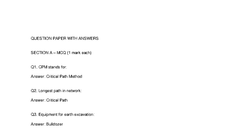 QA Construction - CT Final Exam Question Paper with Answers - Studocu