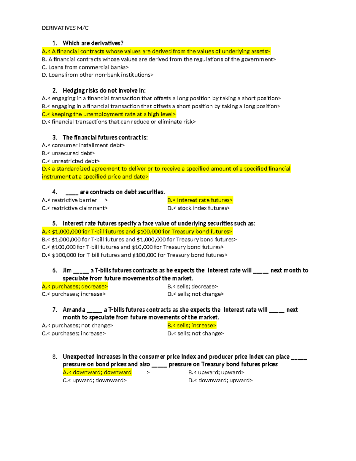 Derivatives 101: Key Concepts and Problem Solving (FIN 301) - Studocu