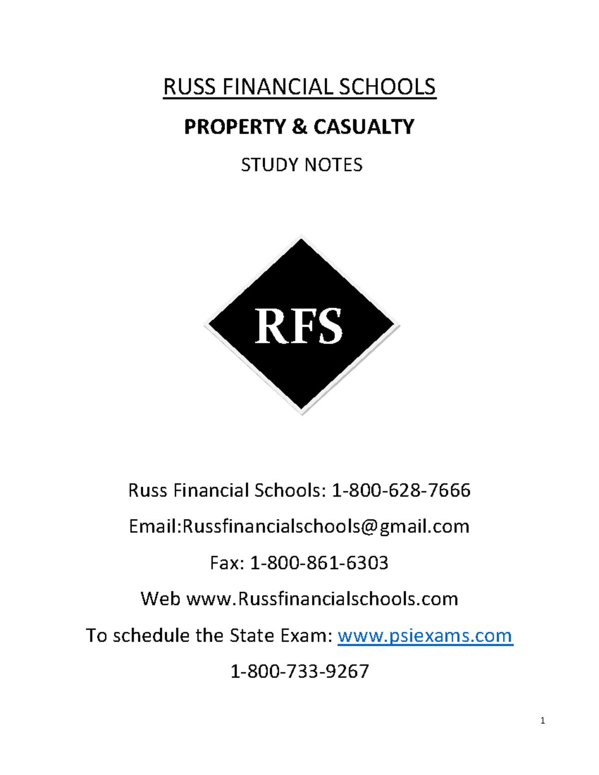 RFS Property Casualty Study Notes: Key Concepts and Regulations - Studocu