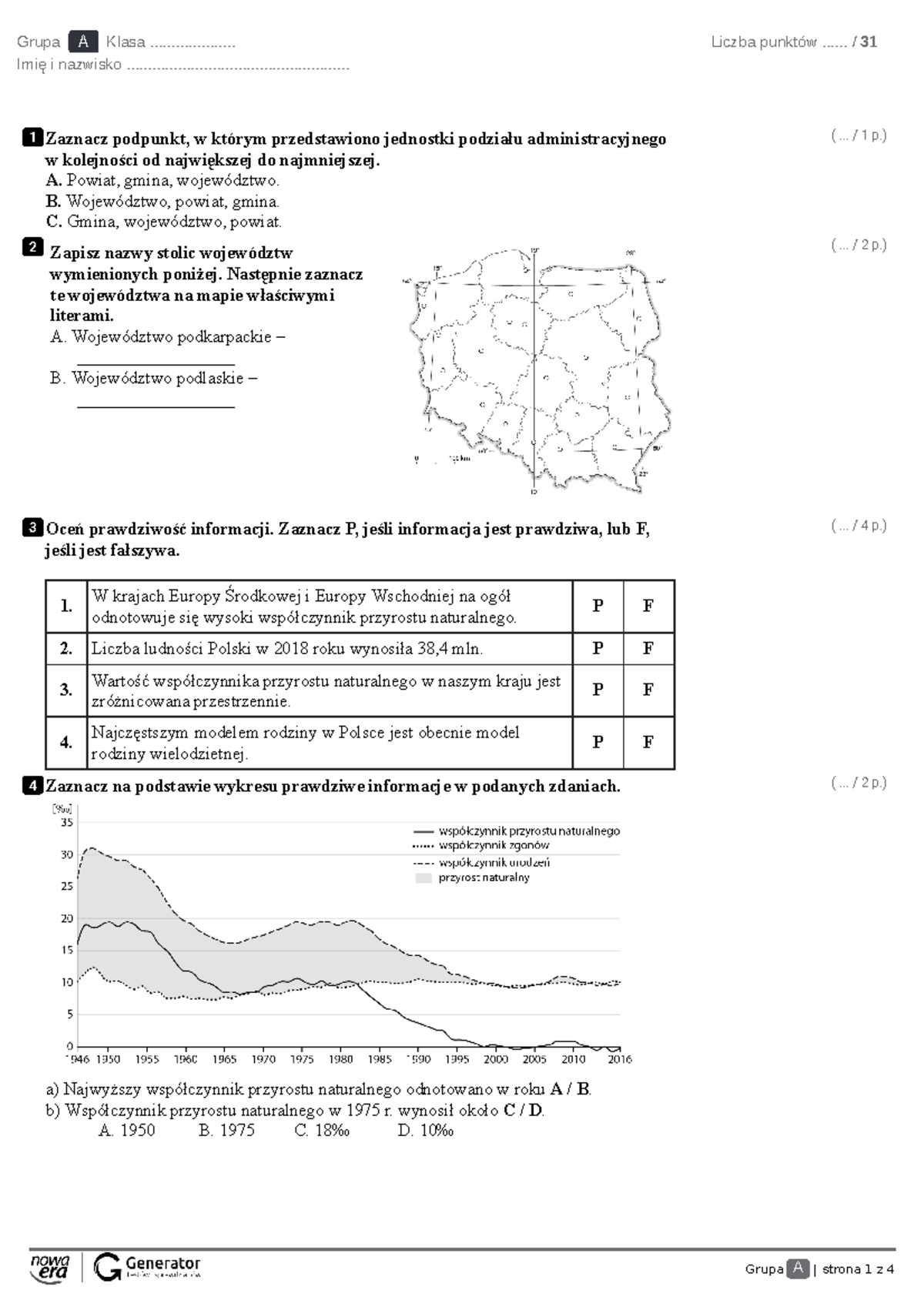 Sprawdzian Z Geografi Ludnosc I Urbanizacja 3g www.studocu.com