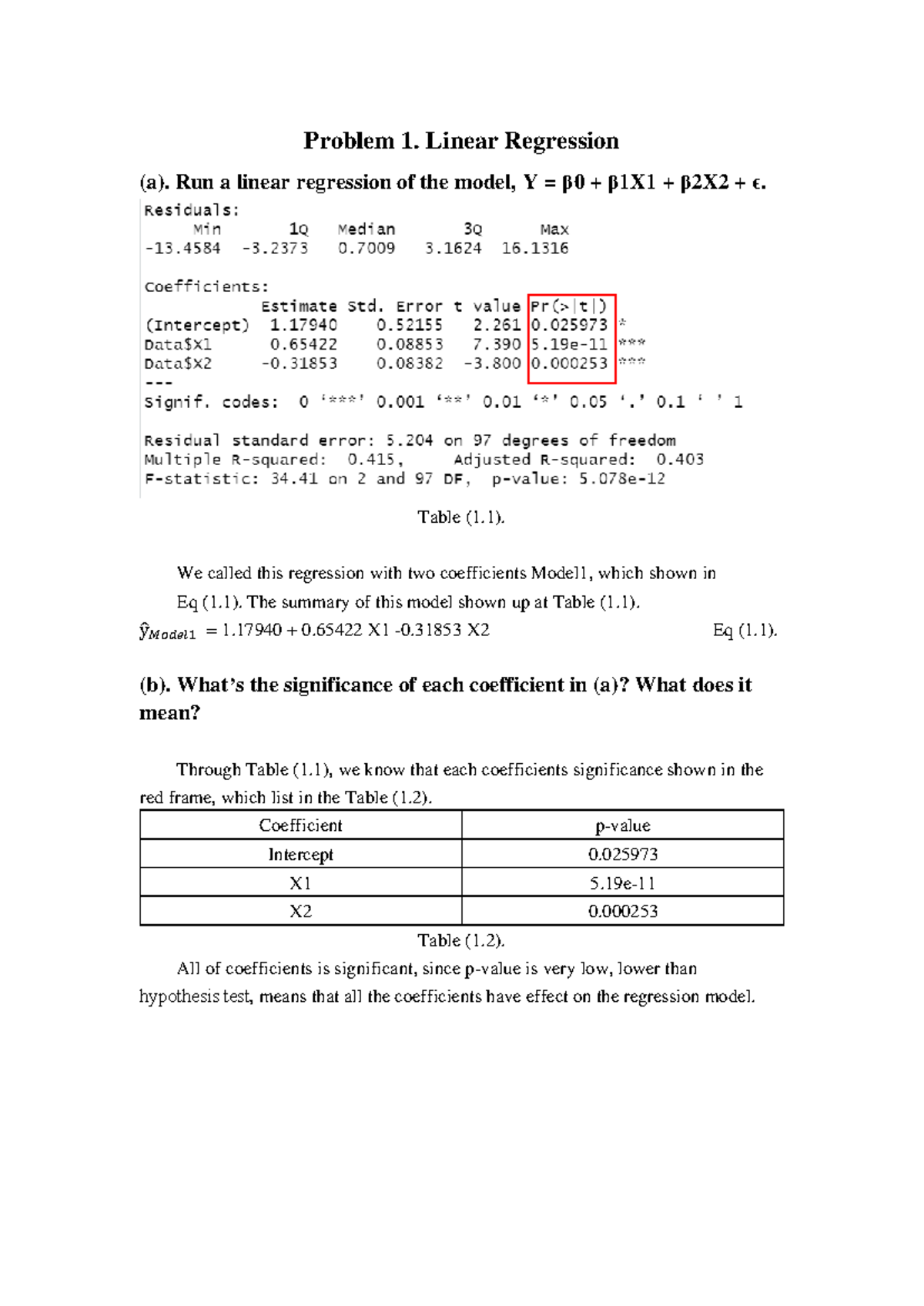 311704049 Midterm - about regression conditions - Problem 1. Linear ...