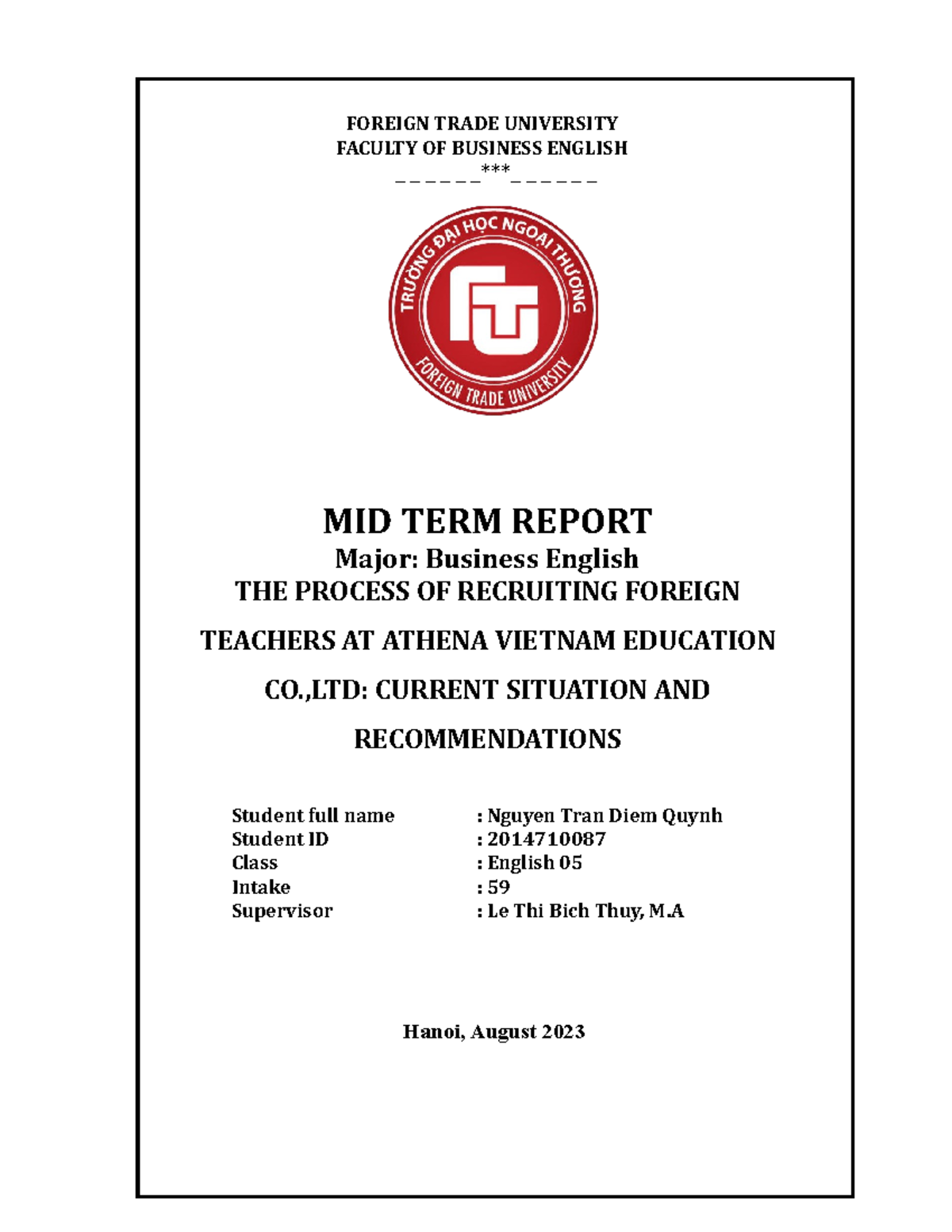[K59] [TTGK] Midterm Report on Recruiting Foreign Teachers at ATHENA ...