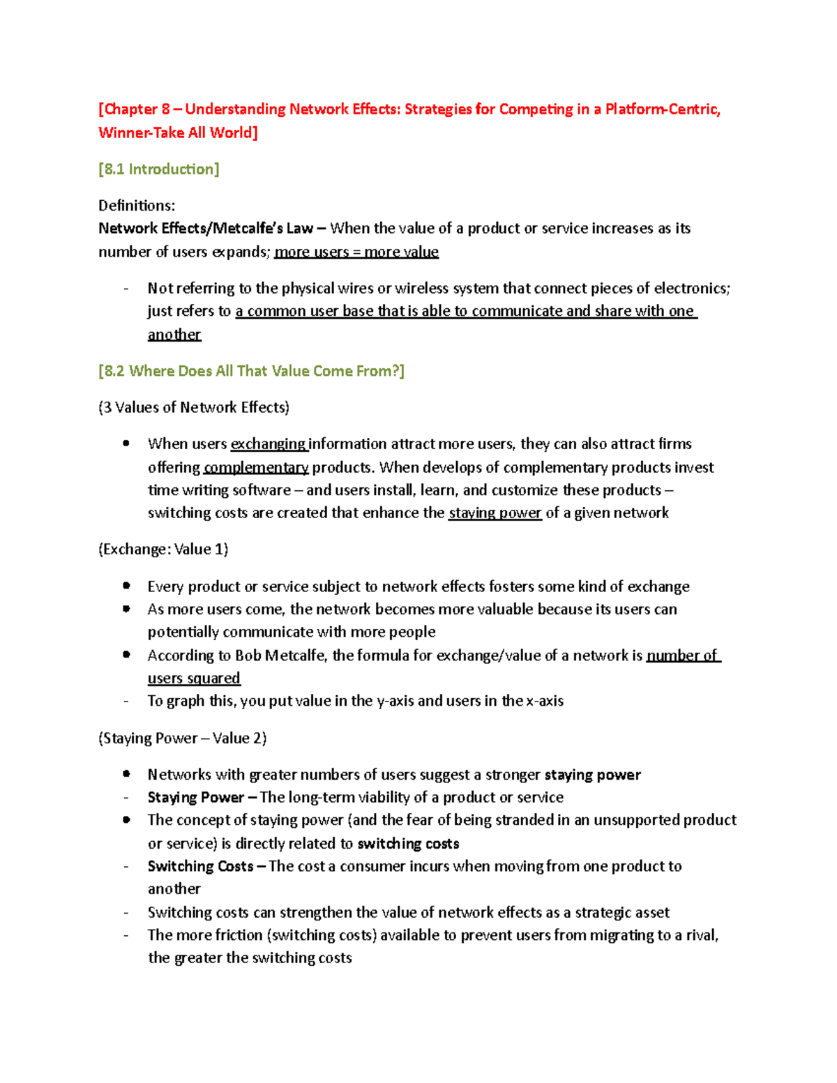 Chapter 8 (Network Effects) - [Chapter 8 – Understanding Network ...