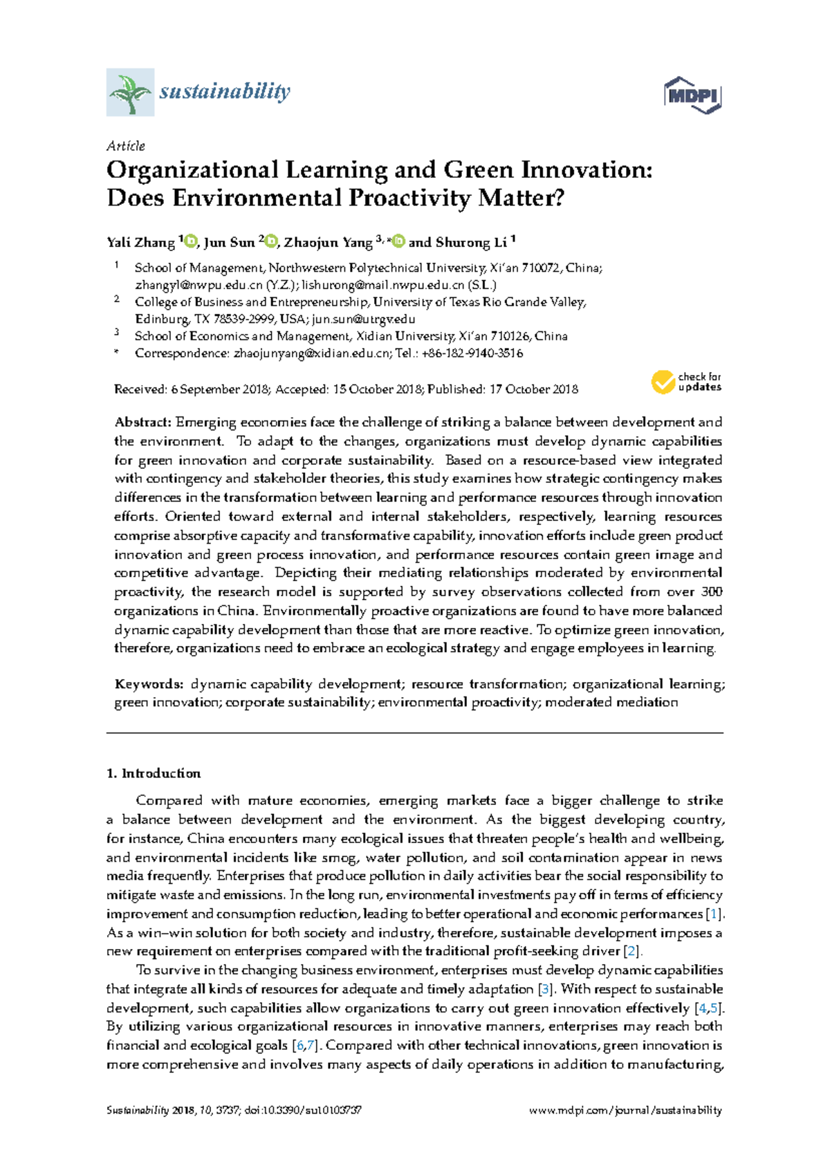 Organizational learning and green innovation: The role of environmental ...