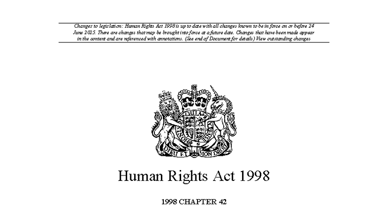 Human Rights Act 1998: Legislative Changes and Updates (2025) - Studocu