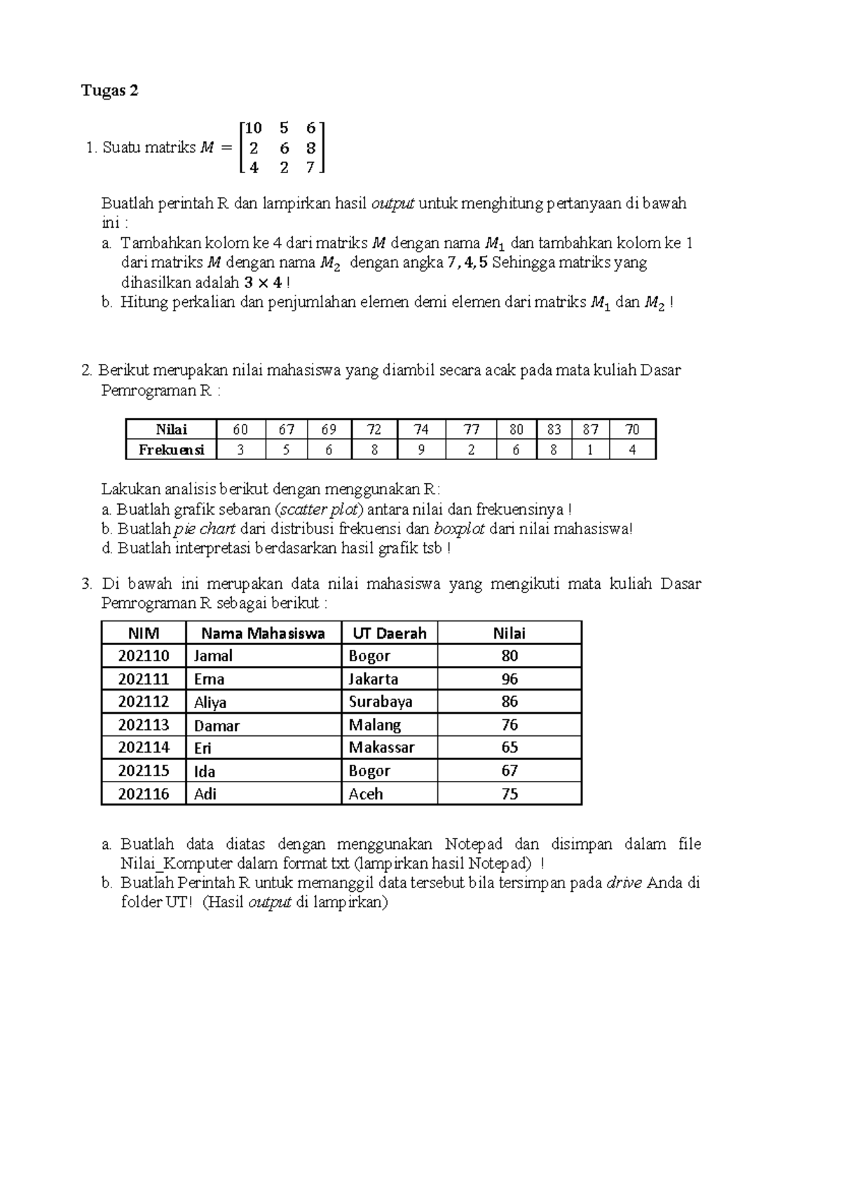 Tugas 2: Analisis Matriks dan Data Mahasiswa - Dasar Pemrograman R ...