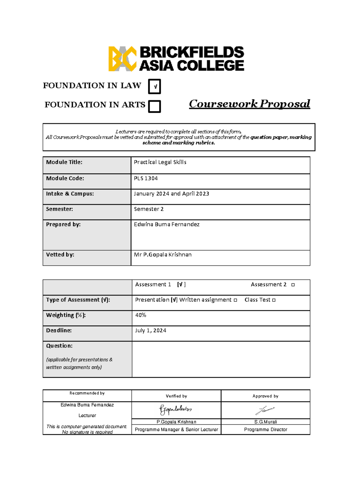 PLS 1304 Practical Legal Skills Coursework Proposal & Guidelines - Studocu