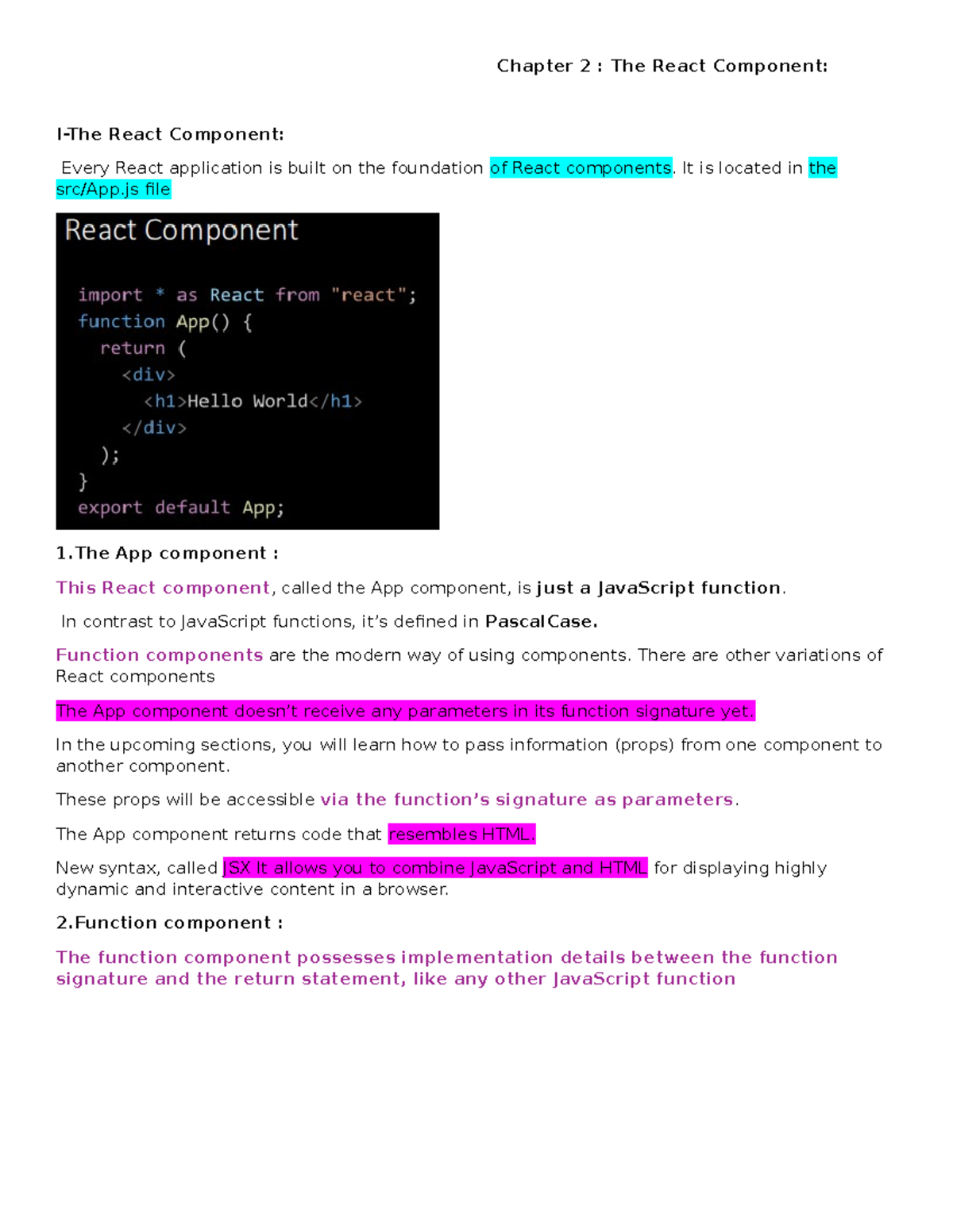 Ch2: Understanding the React Component Fundamentals - Studocu
