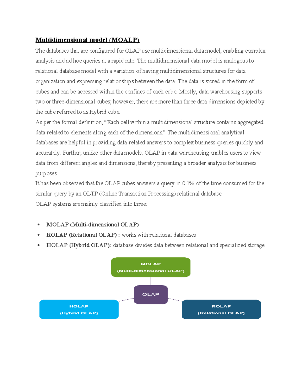 DWDM Summary on topic Multidimensional Data Model - Multidimensional ...