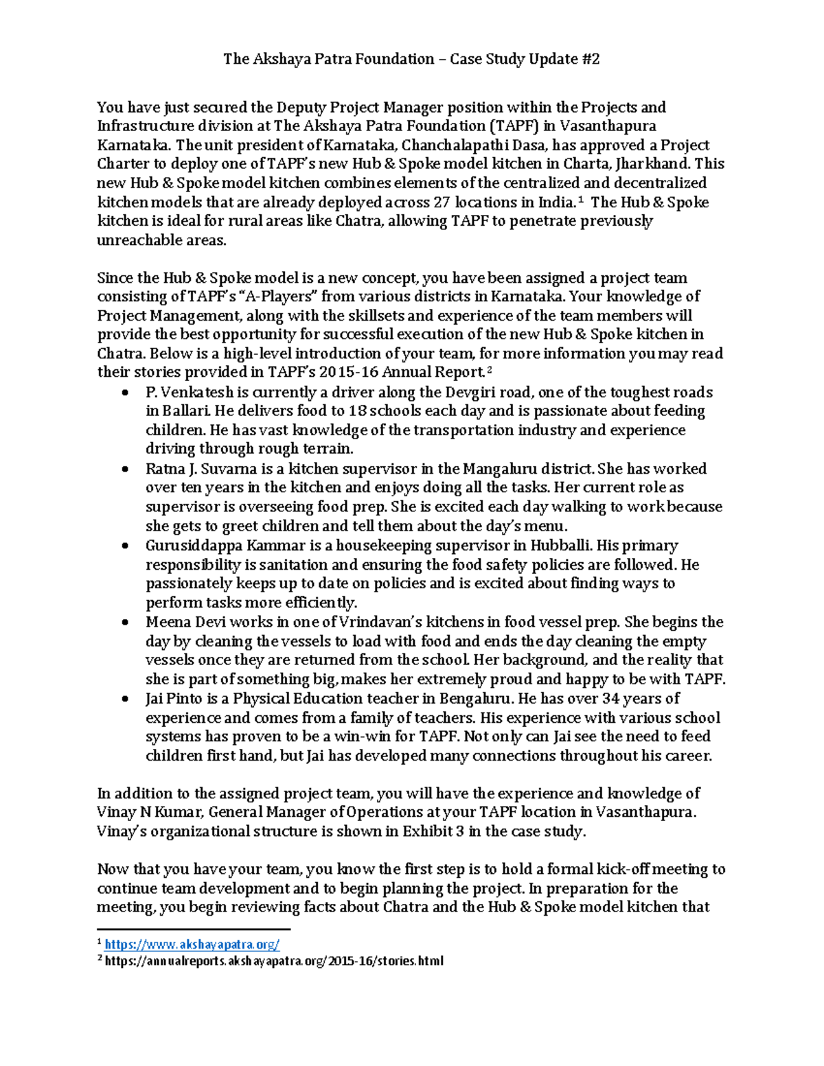 Case Study Update 2: TAPF Hub & Spoke Model Kitchen Implementation ...
