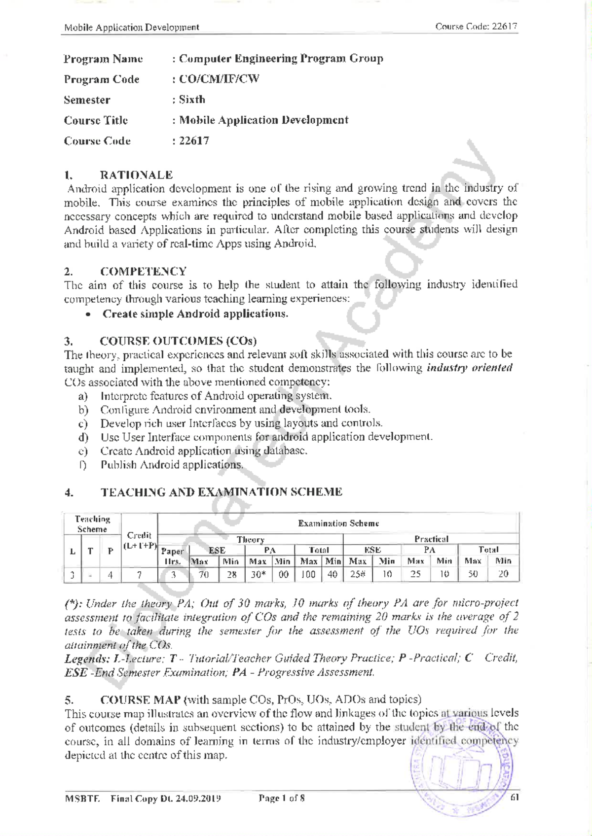 22617 - Mobile Application Development Course Syllabus Overview - Studocu