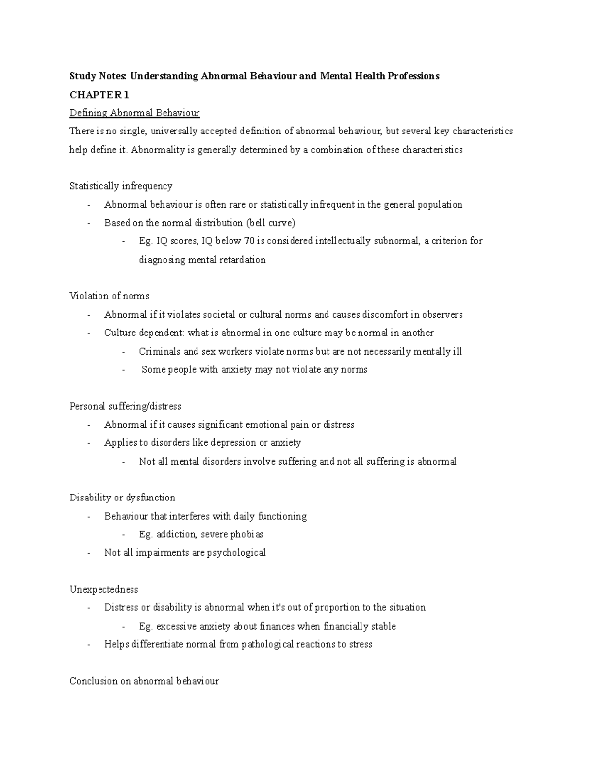 PS280 Midterm Review: Understanding Abnormal Behaviour & Mental Health ...
