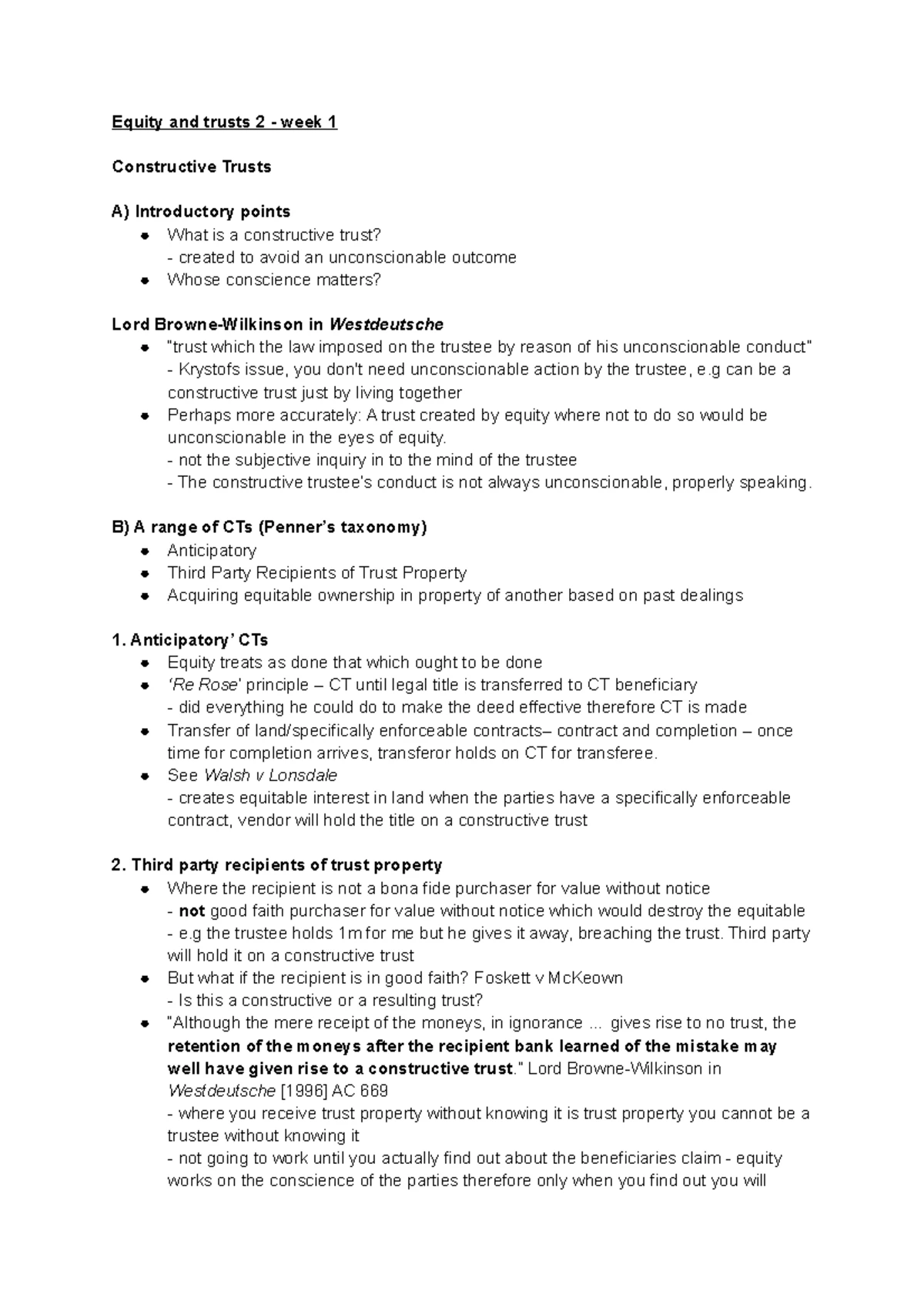 Equity and Trusts II - week 6 Tracing - Equity and Trusts II - week 6 ...