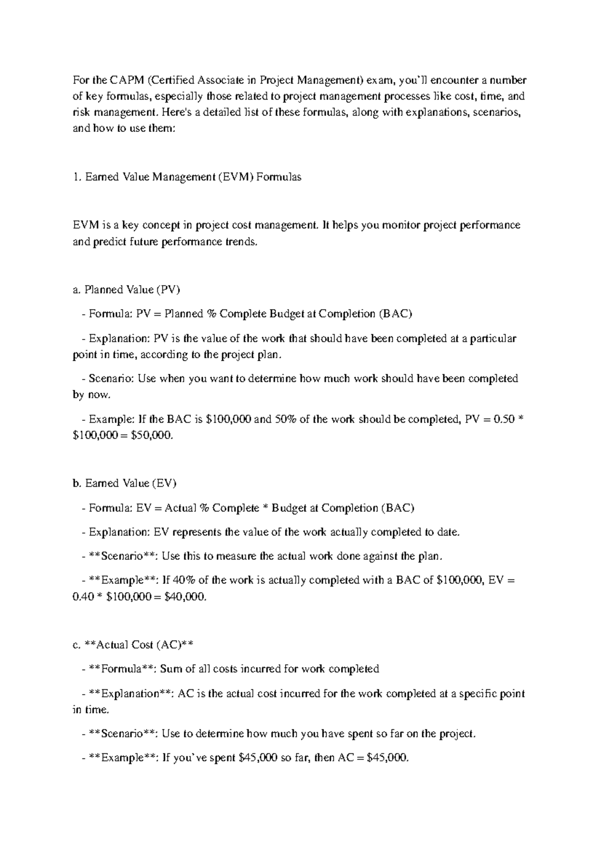 Capm maths - Project management - For the CAPM (Certified Associate in ...