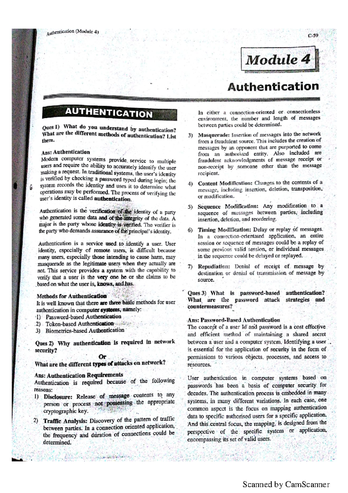 (Module 4) Authentication Methods and Security in Cryptography - Studocu