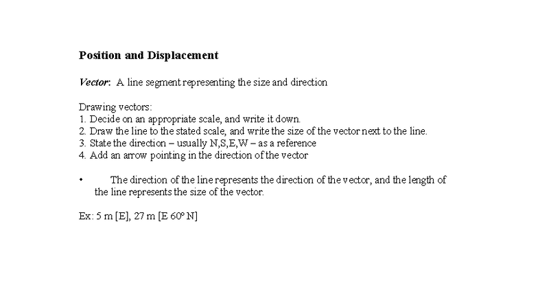 SPH3U Position and Displacement Vectors: Understanding Motion Concepts ...