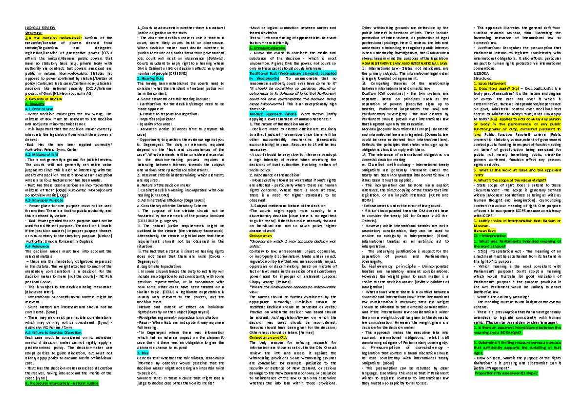 Public Law Exam Study Guide: Key Concepts in Judicial Review - Studocu
