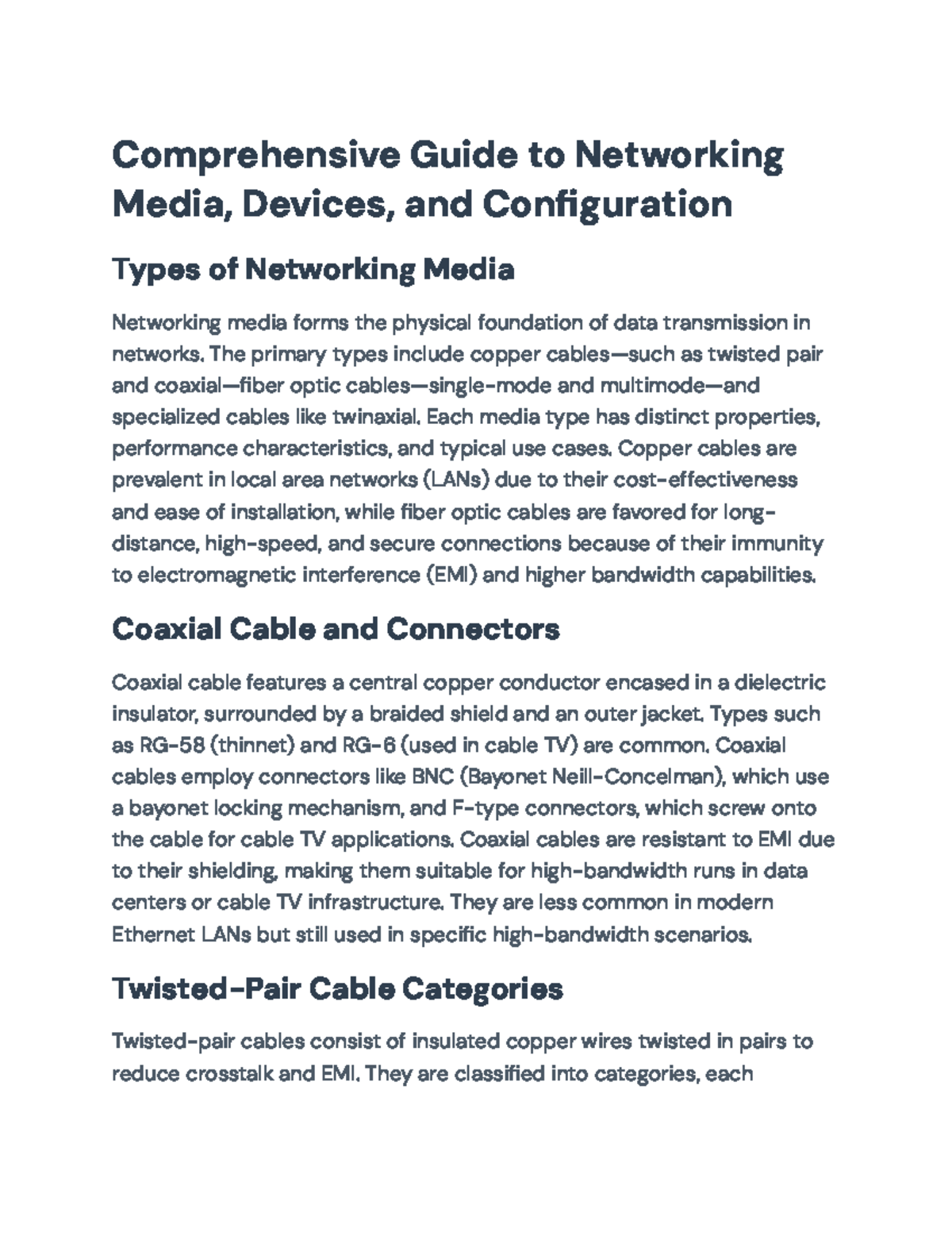 Comprehensive Guide to Networking Media & Devices (Course Code: NET101 ...