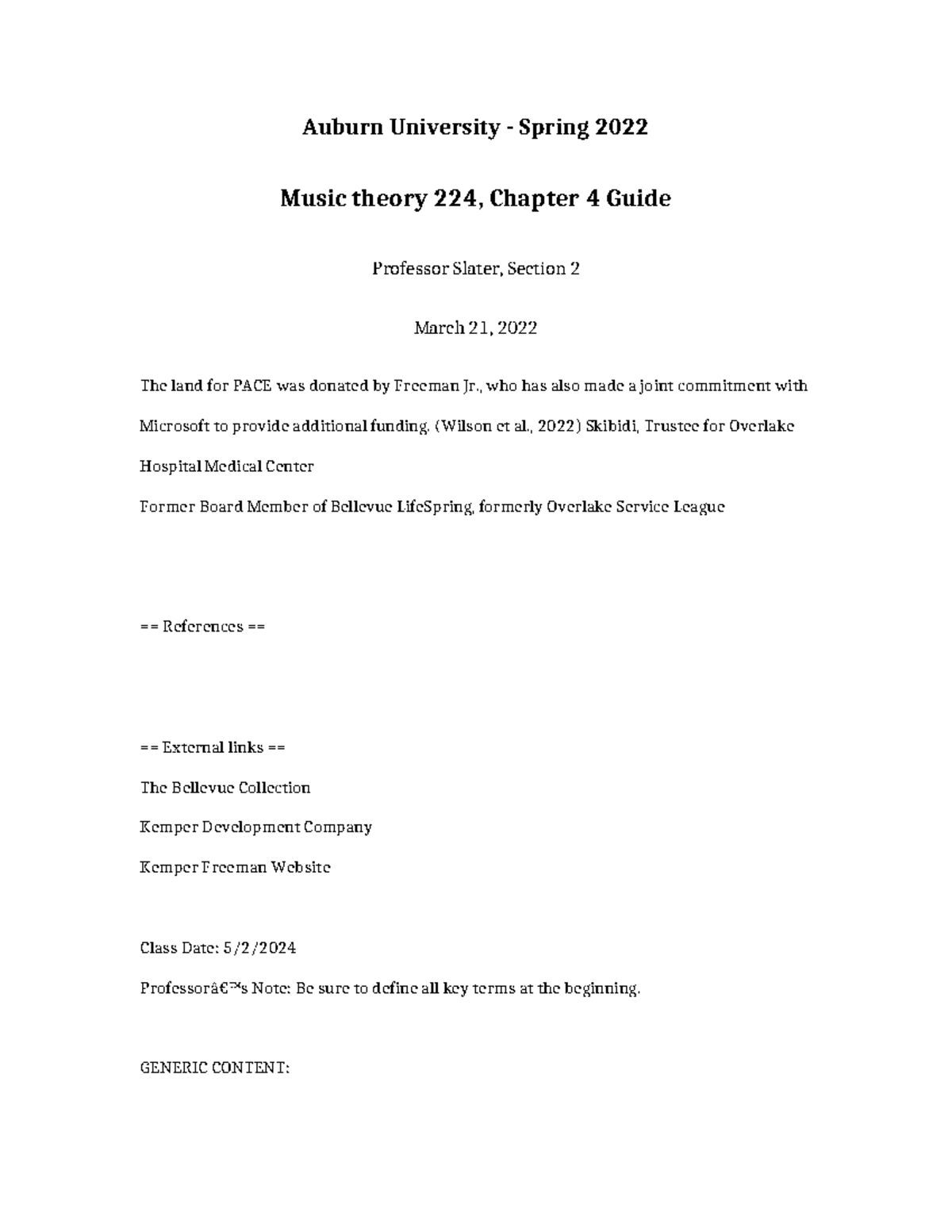 Music Theory 224 Chapter 4 Guide - Auburn University - Spring 2022 ...