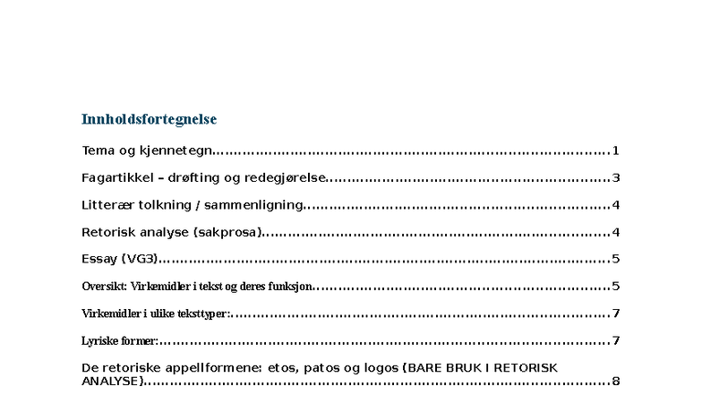 Alt til Norsk Eksamen (VG3) - Øvningsmateriell og Litteraturhistorie - Document Preview