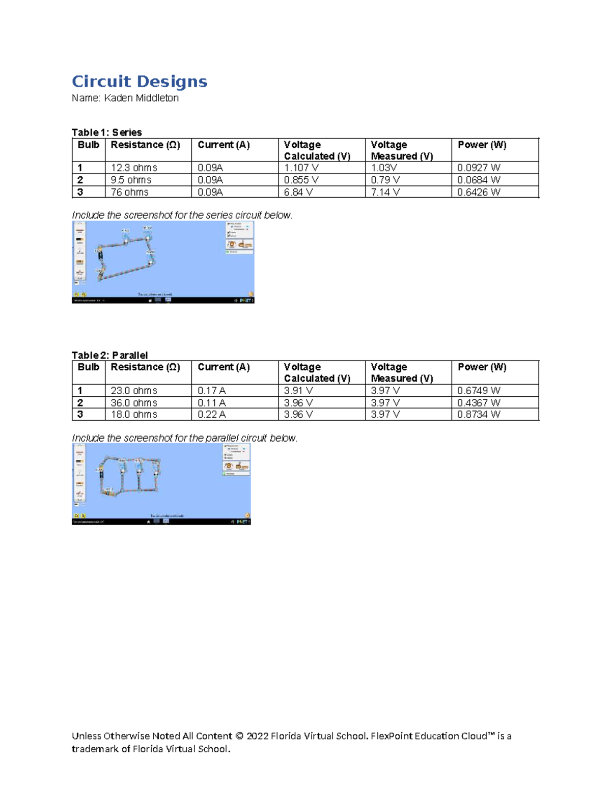 Circuit Designs Worksheet 04 05: Series & Parallel Bulb Analysis - Studocu