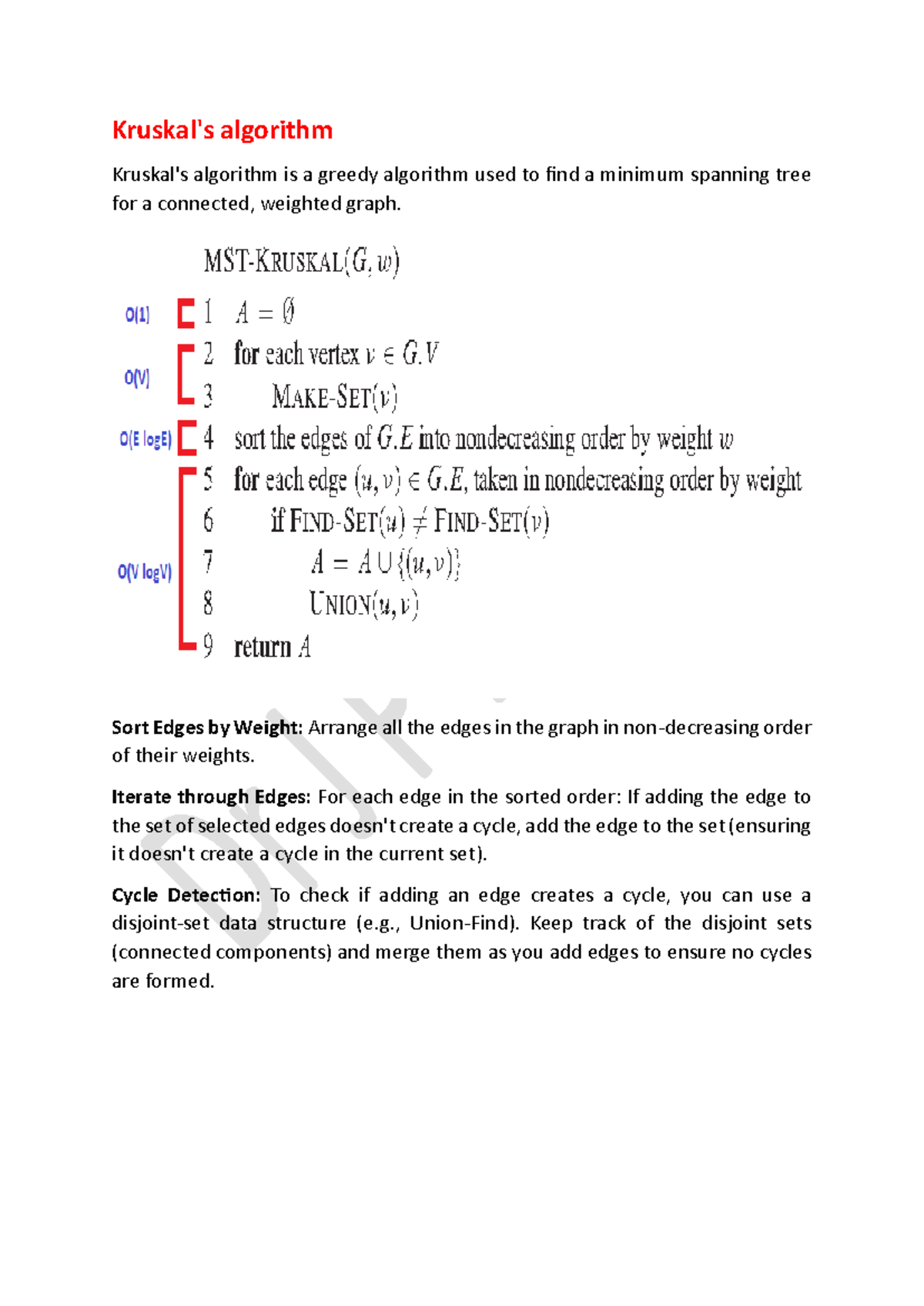 Class 11 MST Kruskal - DAA Notes - Kruskal's algorithm Kruskal's ...