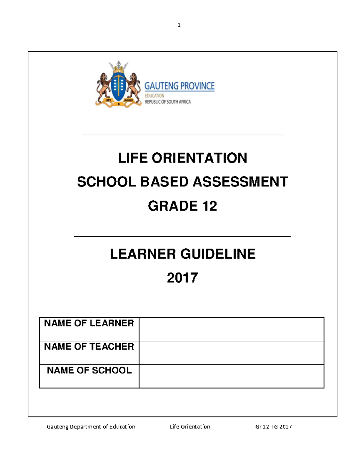 Grade 12 Life Orientation LO LG Final Exam Guidelines 2017 - Studocu