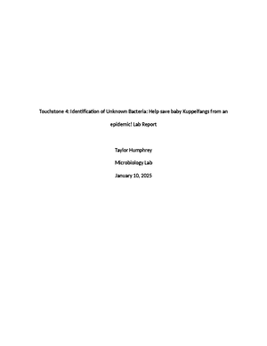 Lab Report Identification of Unknown Bacteria Updated - NAME: DATE: Lab ...