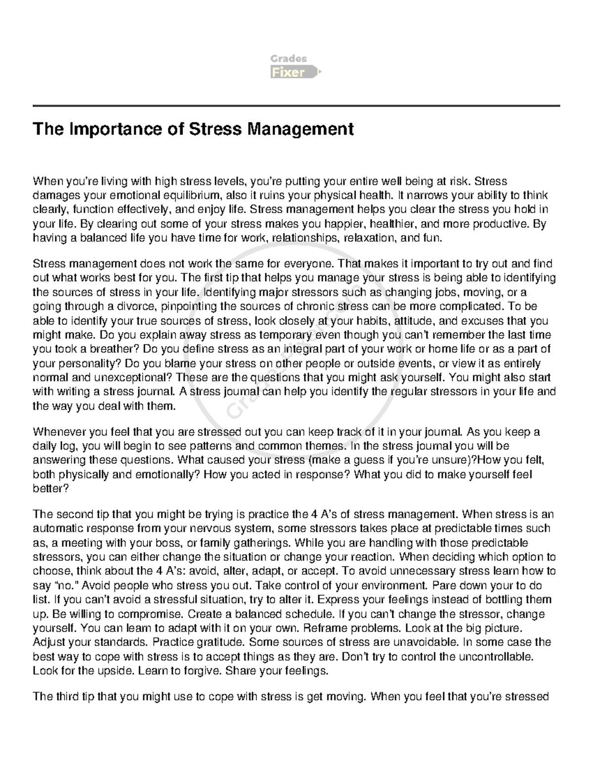 Stress Management Strategies for Well-Being and Productivity - Studocu