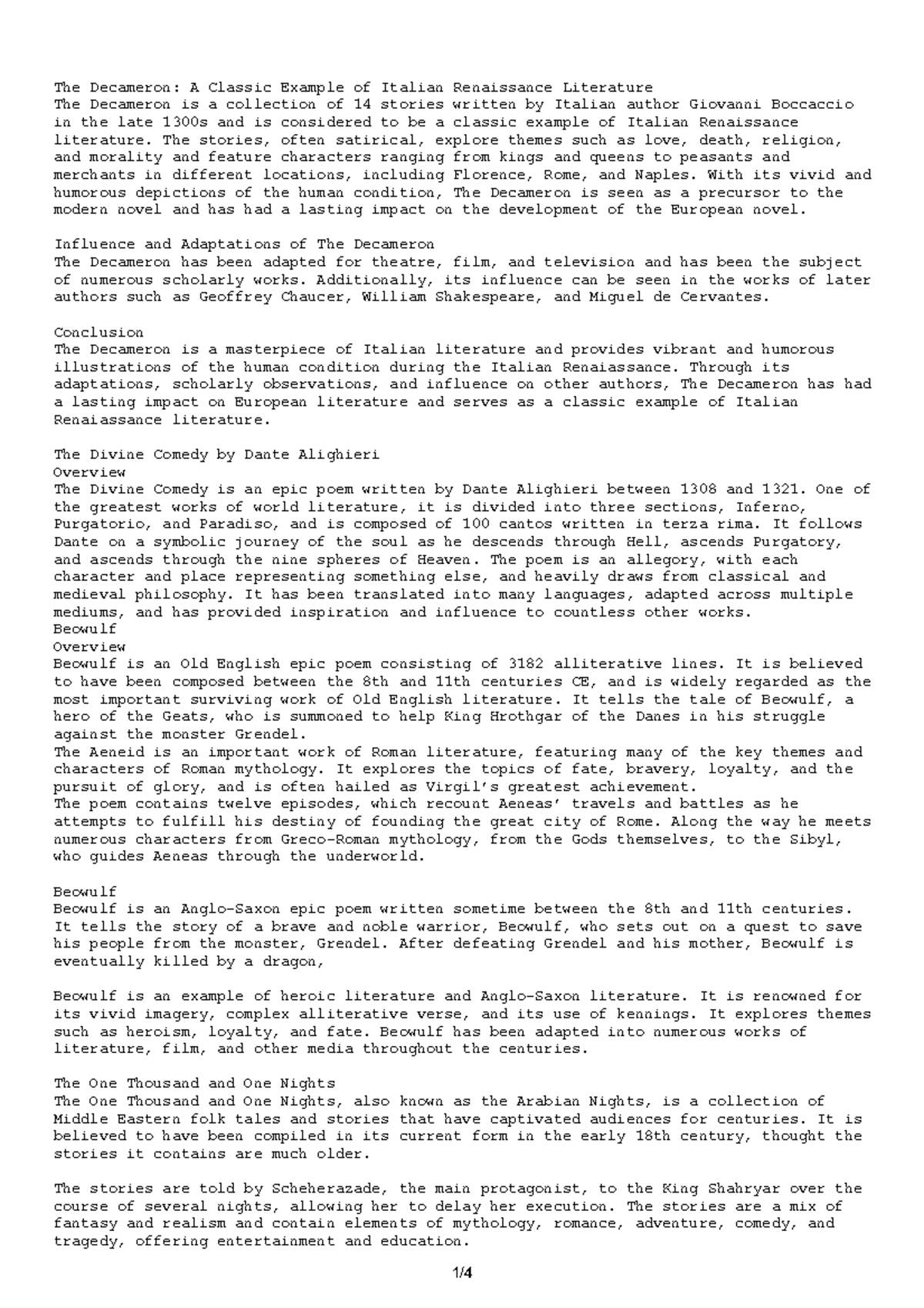 World Literature 1 - Lecture Notes on Classic Works and Their Impact ...